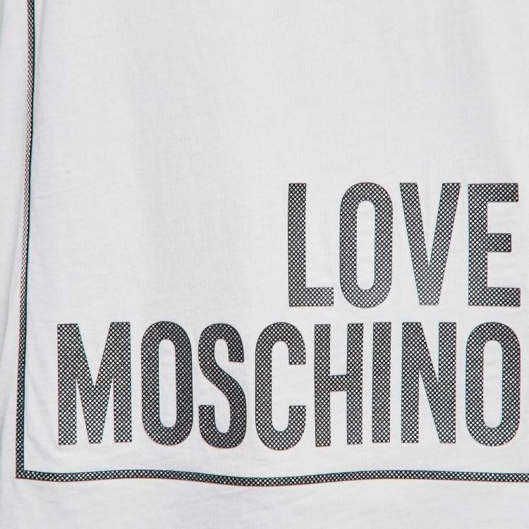 Pre Owned Love Moschino  White Metallic Print Jersey T-Shirt S