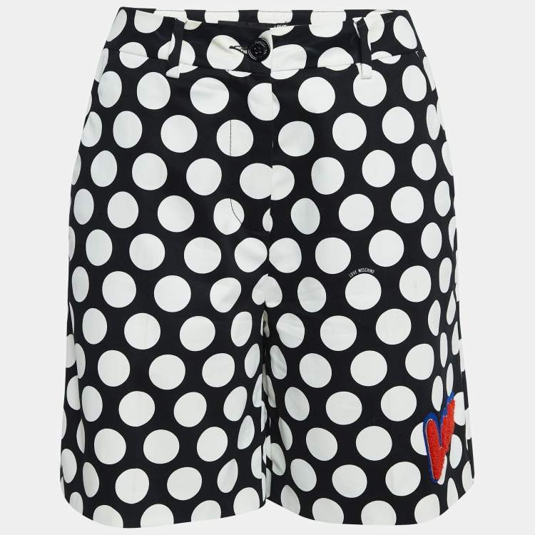 Pre Owned Love Moschino Polka Dots Cotton Applique Detail Shorts S