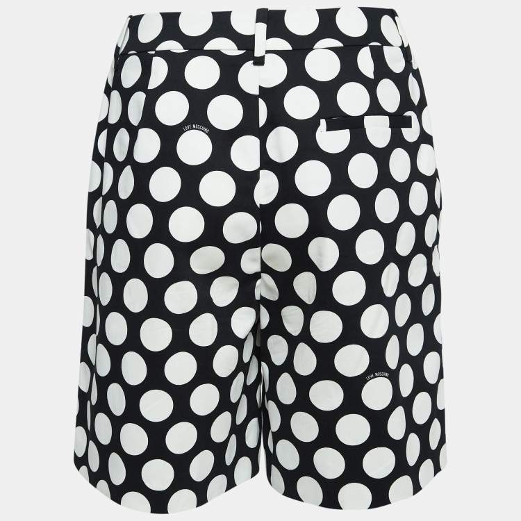 Pre Owned Love Moschino Polka Dots Cotton Applique Detail Shorts S