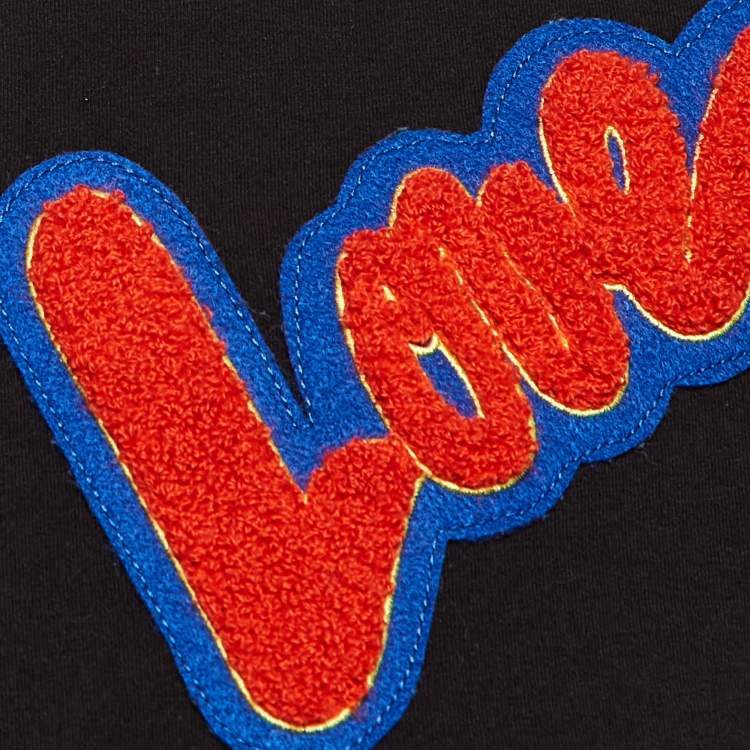 Pre Owned Love Moschino Black Cotton Knit Love Patch Detail T-Shirt S