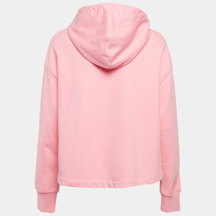 Pre Owned Love Moschino Pink Cotton Applique Detail Zip-Up Hoodie M