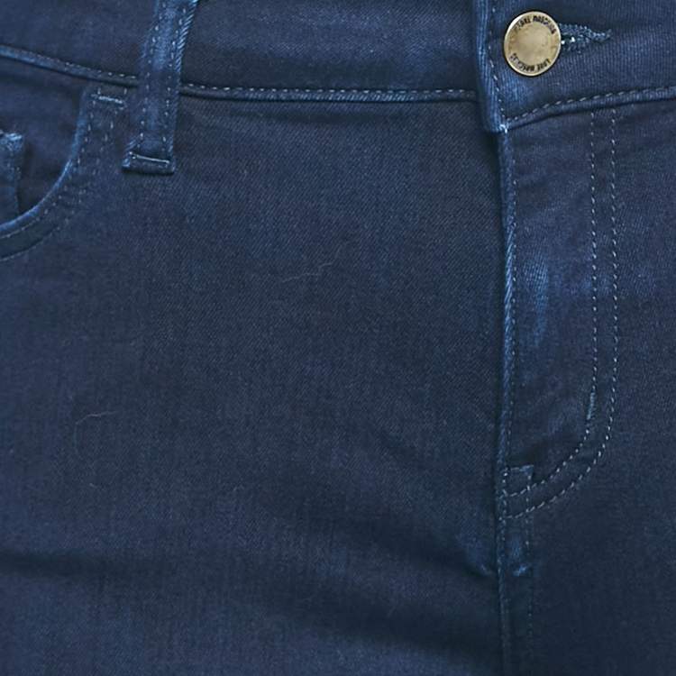 Pre Owned Love Moschino Navy Blue Ripped Denim Skinny Jeans M Waist 29"