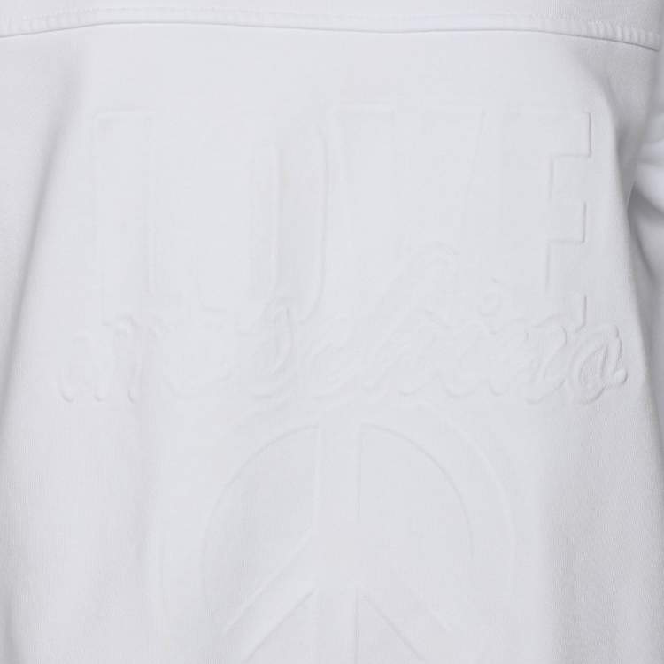 Pre Owned Love Moschino White Cotton Peace Sign Sweatshirt M