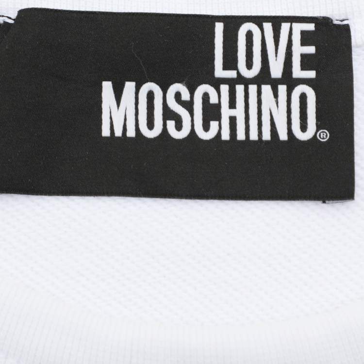 Pre Owned Love Moschino White Cotton Peace Sign Sweatshirt M