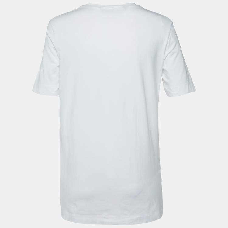 Pre Owned Love Moschino White Printed Cotton Crew Neck T-Shirt S