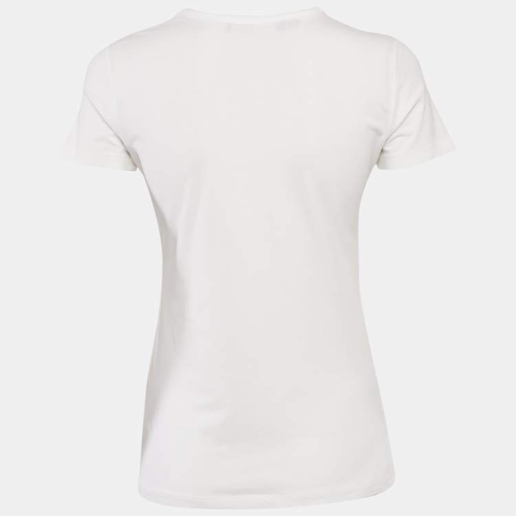 Pre Owned Love Moschino White Printed Cotton Round Neck T-Shirt S