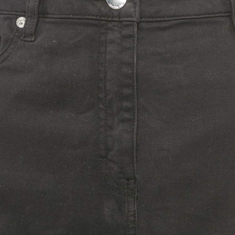 Pre Owned Love Moschino Black Printed Denim Heart Sequin Detail Mini Skirt M