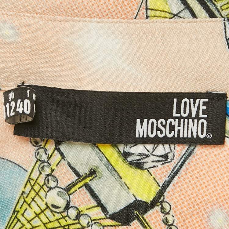 Pre Owned Love Moschino Multicolor Viscose Button Front Oversized Shirt M