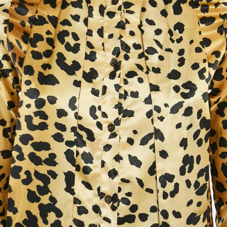 Pre Owned Love Moschino Brown Leopard Print Satin Mini Dress S