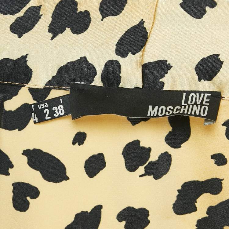 Pre Owned Love Moschino Brown Leopard Print Satin Mini Dress S