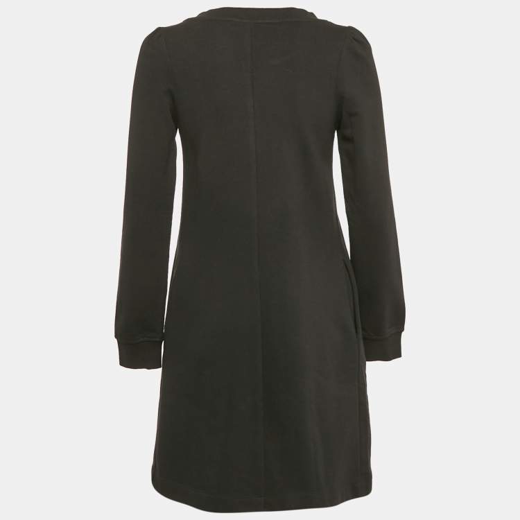 Pre Owned Love Moschino Black Viscose Heart Detail Mini Long Sleeve Dress S