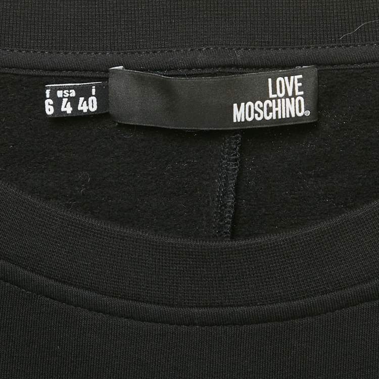 Pre Owned Love Moschino Black Viscose Heart Detail Mini Long Sleeve Dress S