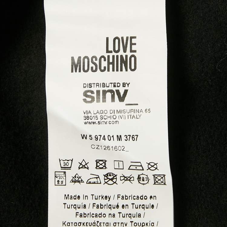 Pre Owned Love Moschino Black Viscose Heart Detail Mini Long Sleeve Dress S