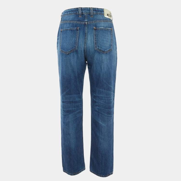 Pre Owned Love Moschino Blue Distressed Denim Regular Fit Jeans M/Waist 32"