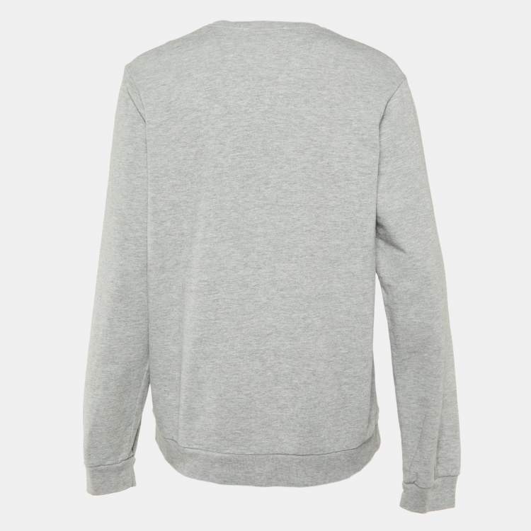 Pre Owned Love Moschino Grey Logo Print Cotton Crew Neck Sweatshirt M