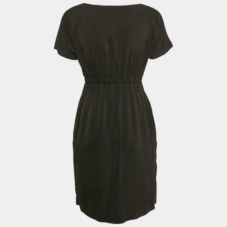 Pre Owned Love Moschino Black Jersey Ruched Mini Dress M