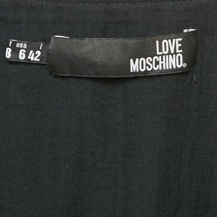 Pre Owned Love Moschino Black Jersey Ruched Mini Dress M