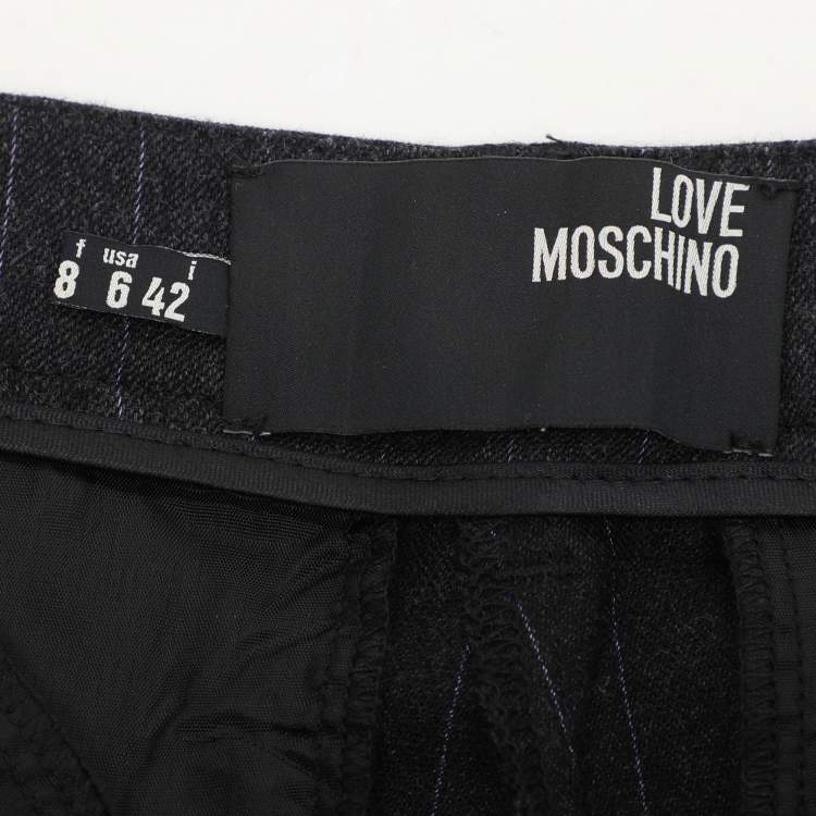 Pre Owned Love Moschino Dark Grey Virgin Wool Fur Suit M