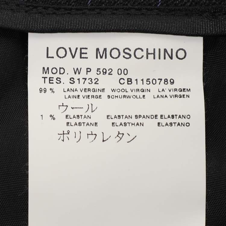 Pre Owned Love Moschino Dark Grey Virgin Wool Fur Suit M