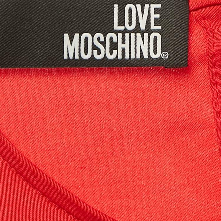 Pre Owned Love Moschino Red Satin Silk Waist Tie-Up Sleeveless Maxi Dress M