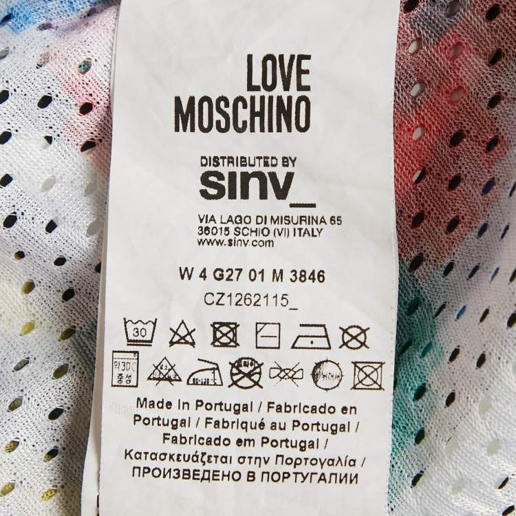 Pre Owned Love Moschino Multicolor Abstract Print Mesh Tank Top L