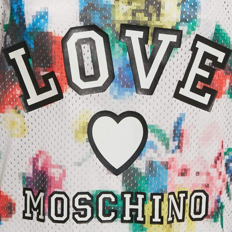 Pre Owned Love Moschino Multicolor Abstract Print Mesh Tank Top L