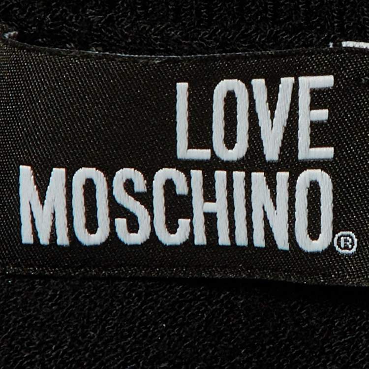 Pre Owned Love Moschino Black Logo Knit Turtle Neck Sweater M