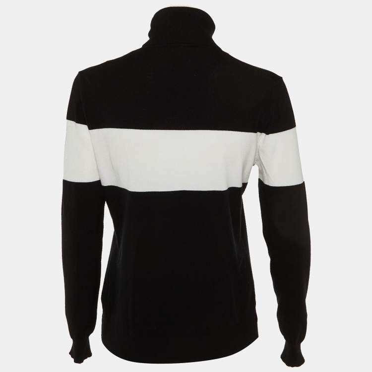 Pre Owned Love Moschino Black Logo Knit Turtle Neck Sweater M
