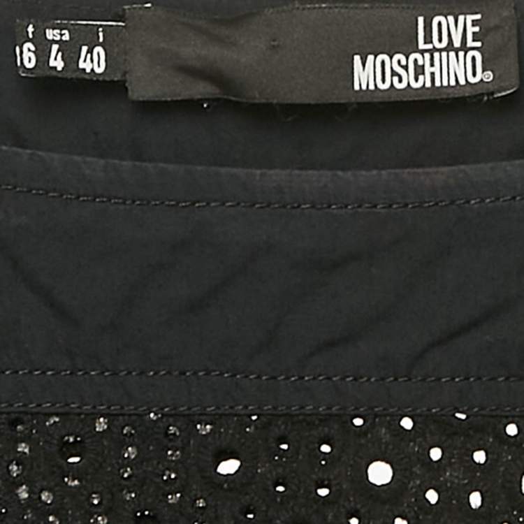 Pre Owned Love Moschino Black Broderie Anglaise Cotton Mini Dress S