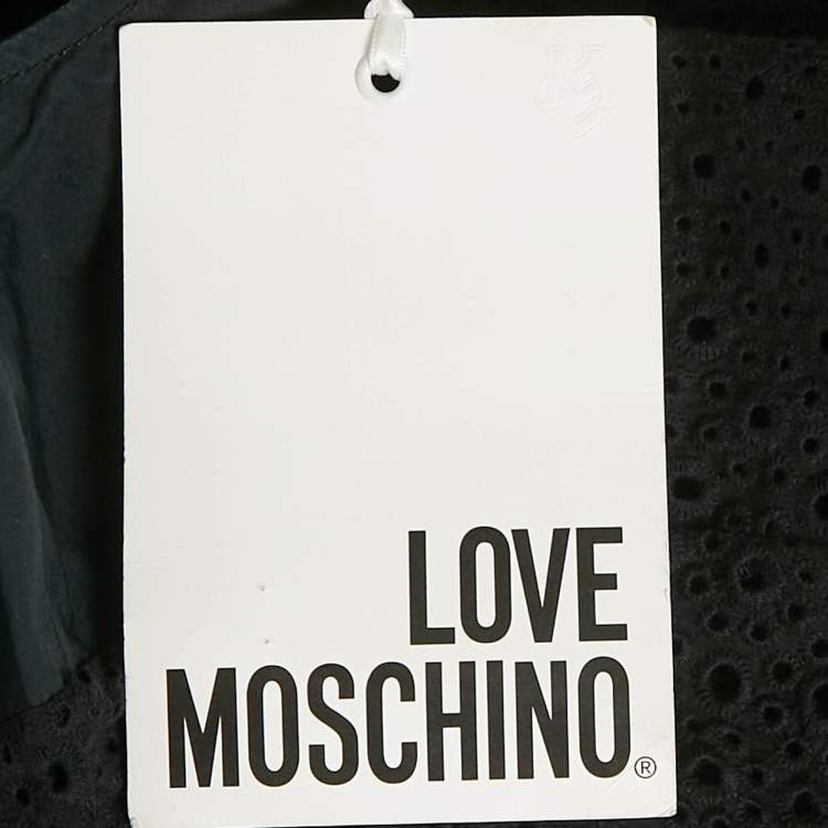 Pre Owned Love Moschino Black Broderie Anglaise Cotton Mini Dress S