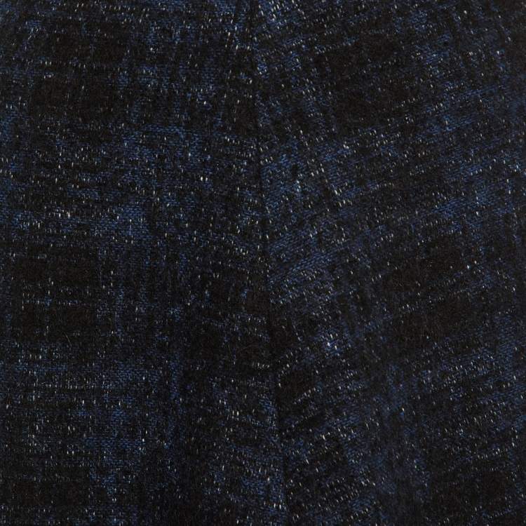 Pre Owned Love Moschino Navy Blue Tweed Fringed Mini Skirt M