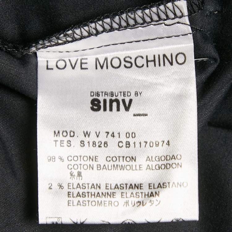 Pre Owned Love Moschino Black Cotton Waist Metal Embellished Short Dress L