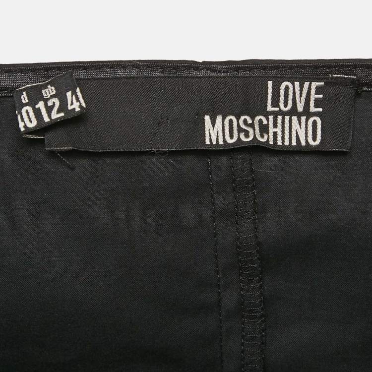 Pre Owned Love Moschino Black Cotton Waist Metal Embellished Short Dress L