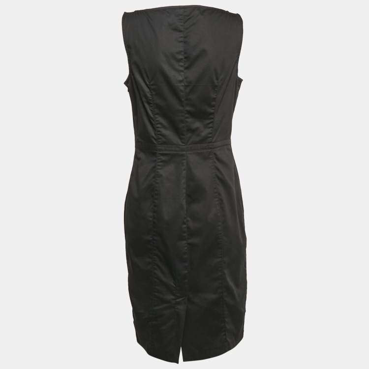 Pre Owned Love Moschino Black Cotton Waist Metal Embellished Short Dress L