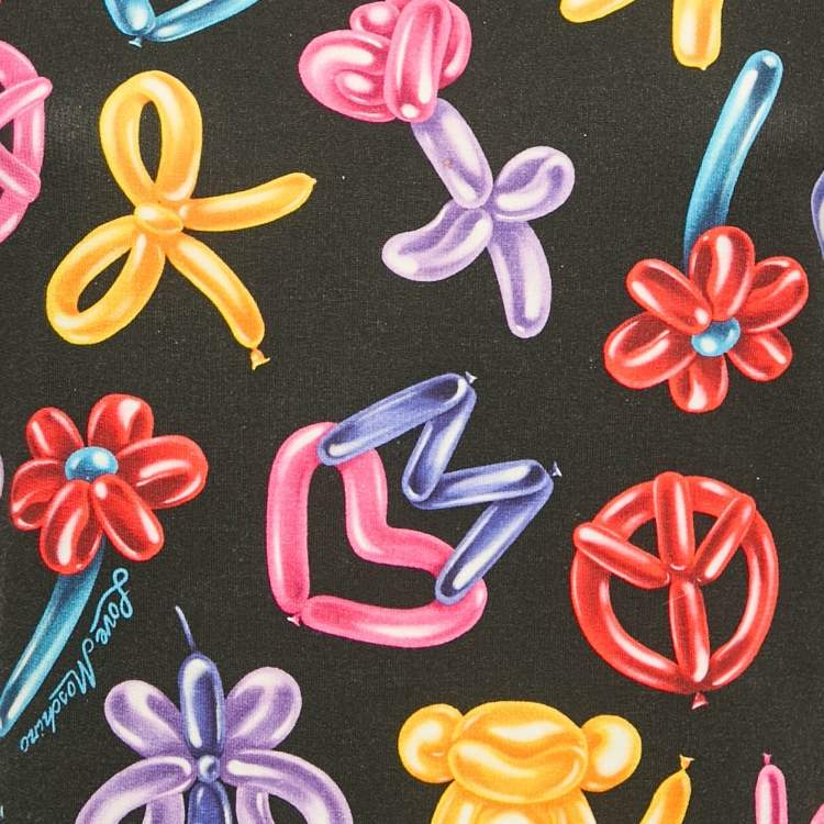 Pre Owned Love Moschino Black Printed Cotton Knit Short Dress S