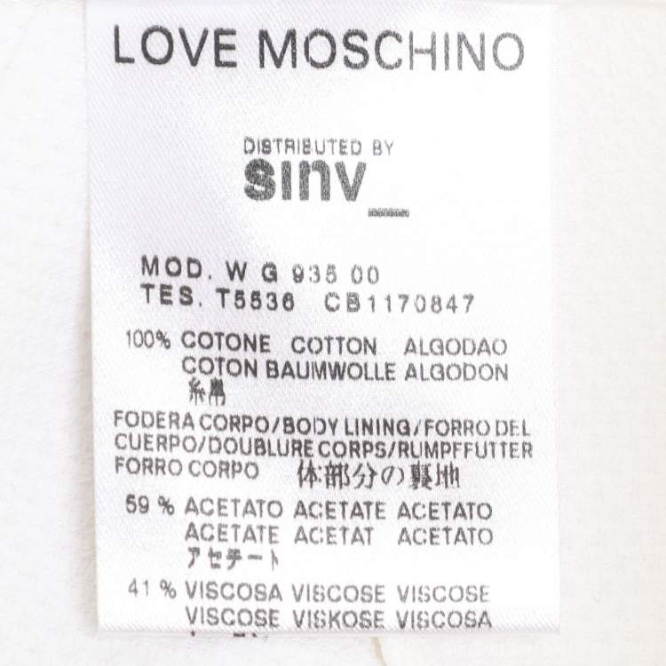Pre Owned Love Moschino White Textured Cotton Pleated Bottom Mini Skirt M