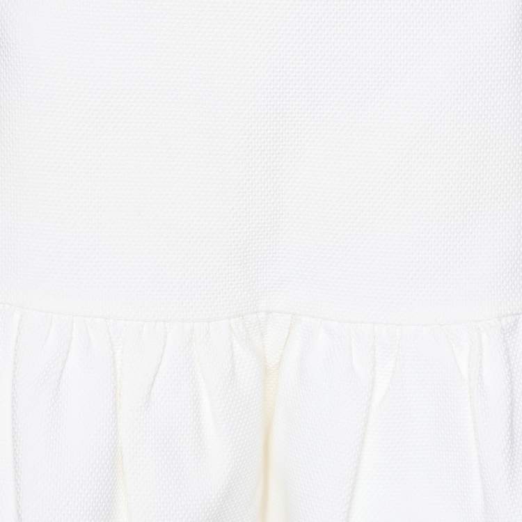 Pre Owned Love Moschino White Textured Cotton Pleated Bottom Mini Skirt M