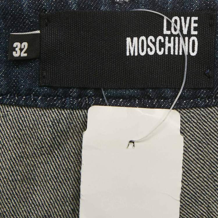 Pre Owned Love Moschino Blue Patch Work Denim Jeans XL Waist 36"