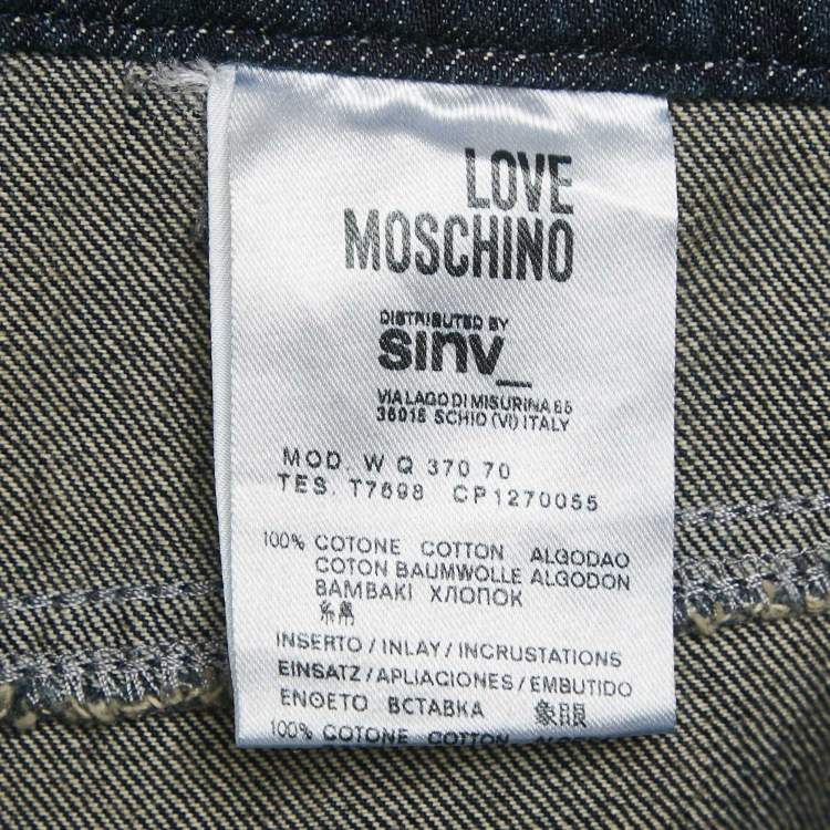 Pre Owned Love Moschino Blue Patch Work Denim Jeans XL Waist 36"
