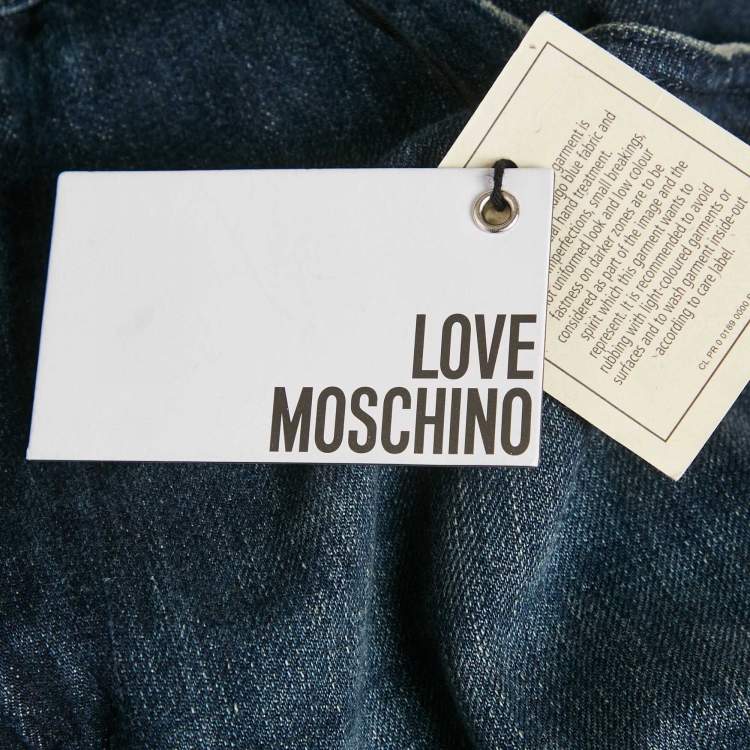 Pre Owned Love Moschino Blue Patch Work Denim Jeans XL Waist 36"