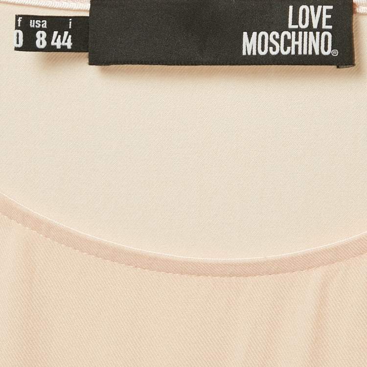 Pre Owned Love Moschino Peach Pink Star Applique Crepe Midi Dress M