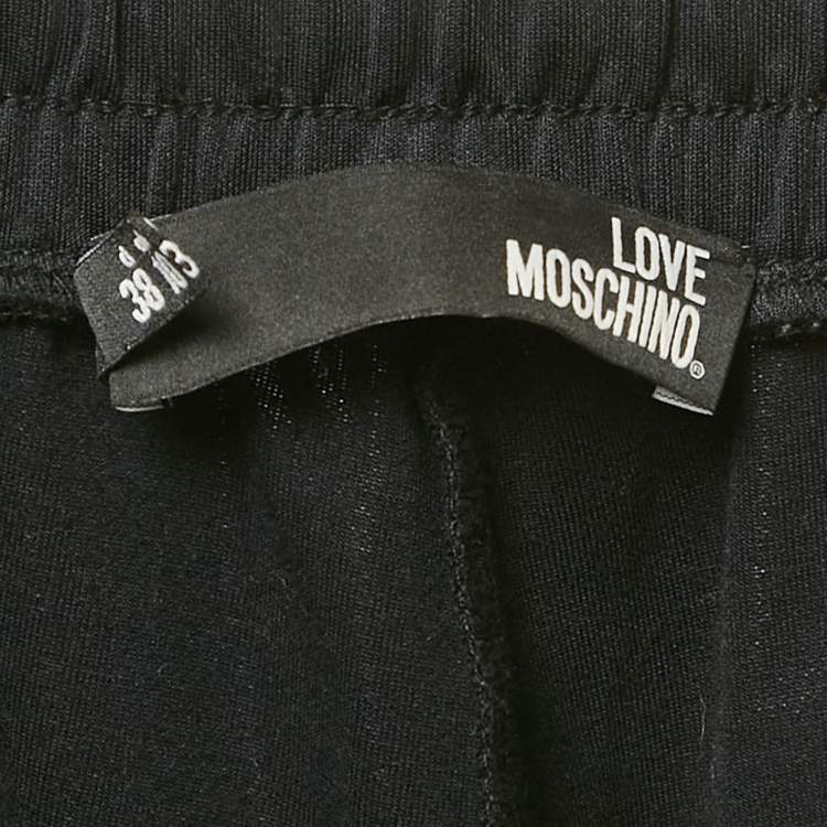 Pre Owned Love Moschino Black Logo Printed Jersey Track Pants M