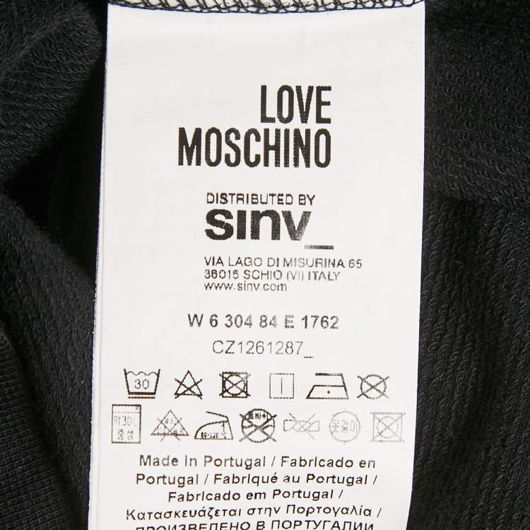 Pre Owned Love Moschino Black Cotton Knit Applique Sweatshirt M
