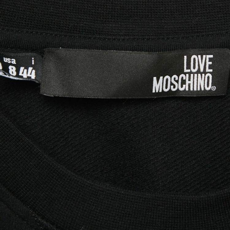 Pre Owned Love Moschino Black Cotton Knit Applique Sweatshirt M