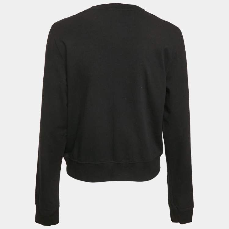Pre Owned Love Moschino Black Cotton Knit Applique Sweatshirt M