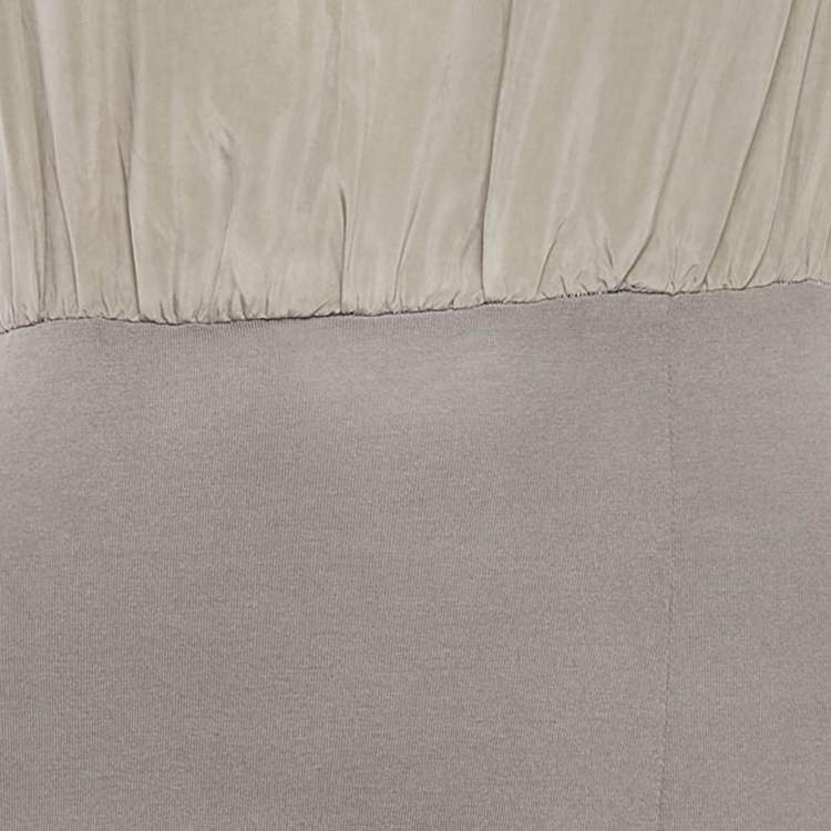 Pre Owned Love Moschino Grey Jersey and Satin Sleeveless Midi Dress S