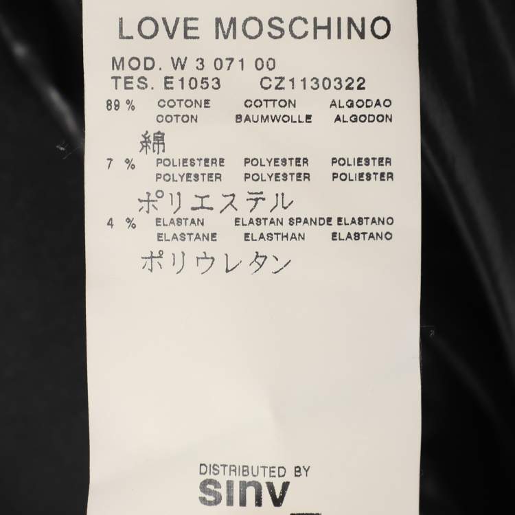 Pre Owned Love Moschino Black Jersey Nylon Hoodie Jacket M