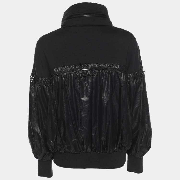 Pre Owned Love Moschino Black Jersey Nylon Hoodie Jacket M