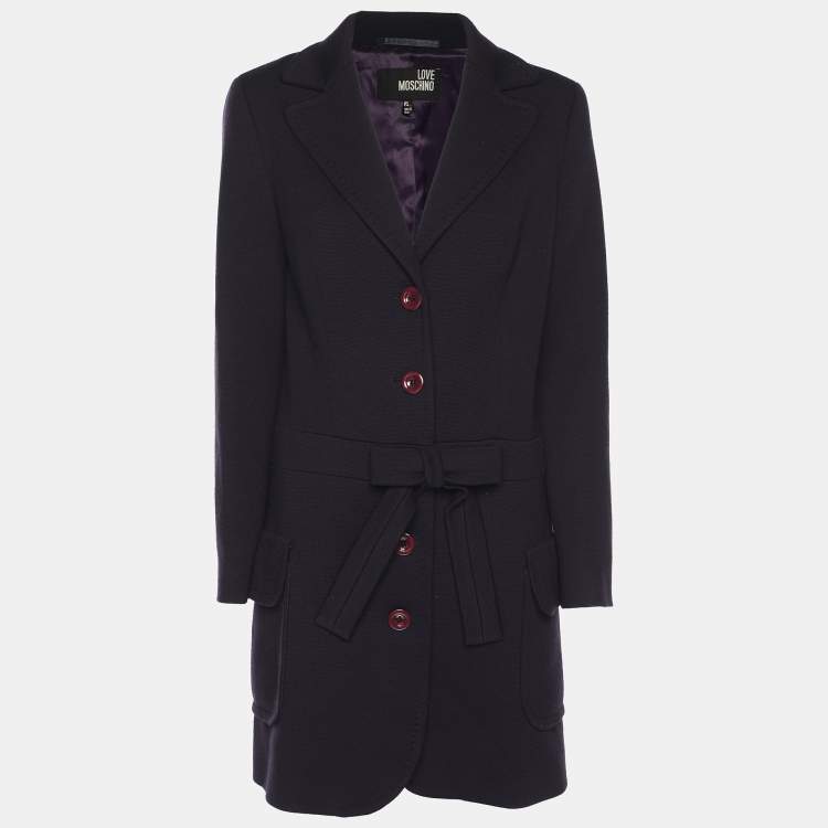 Pre Owned Love Moschino Dark Purple Bow Coats M