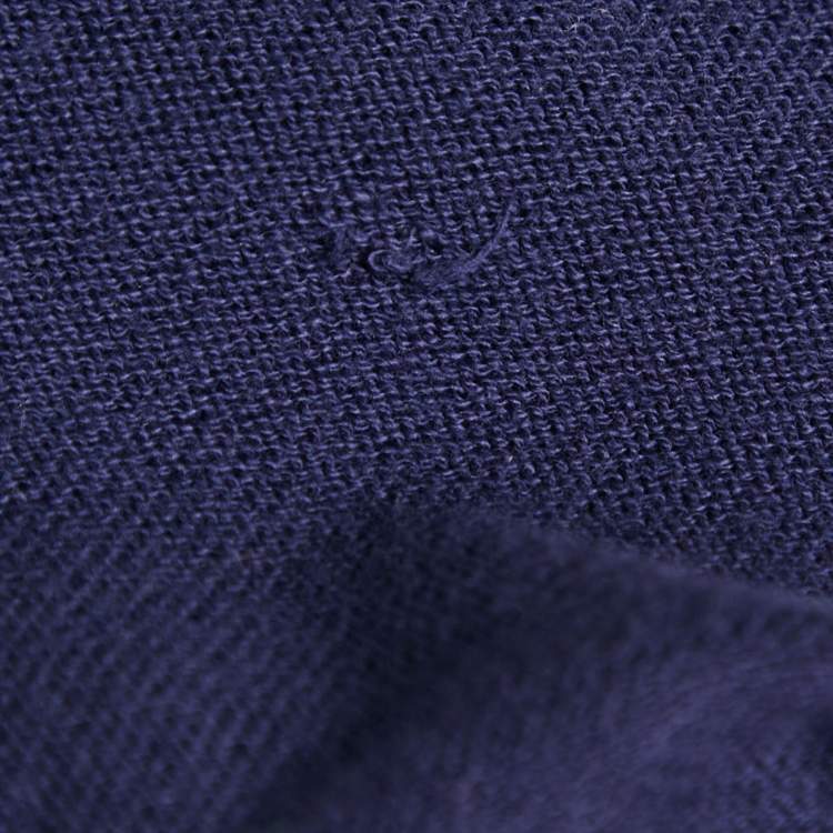 Pre Owned Love Moschino Navy Blue Cotton Logo Sequin Detail Button Front Cardigan L